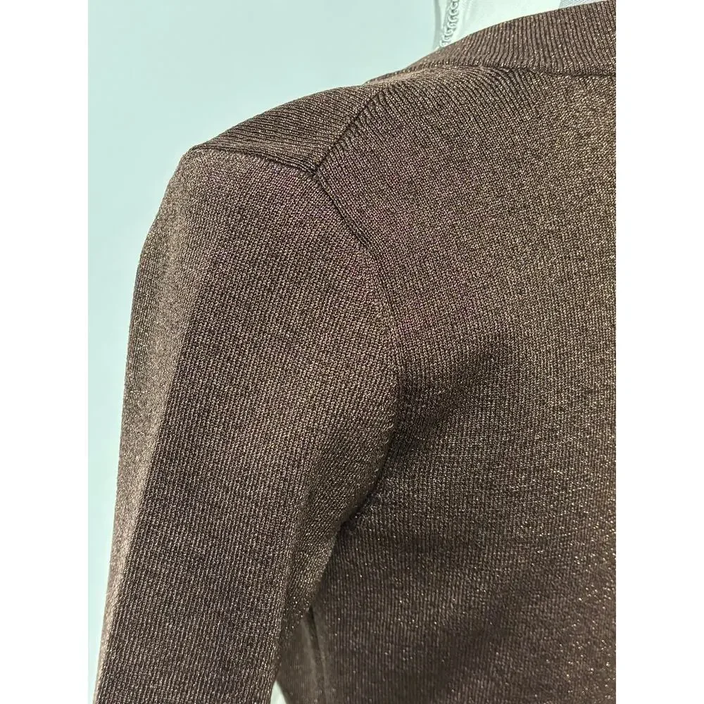Michelle Antonelli Silk Blend Metallic Bolero Shrug Brown Gold Shimmer Small - Picture 6 of 14
